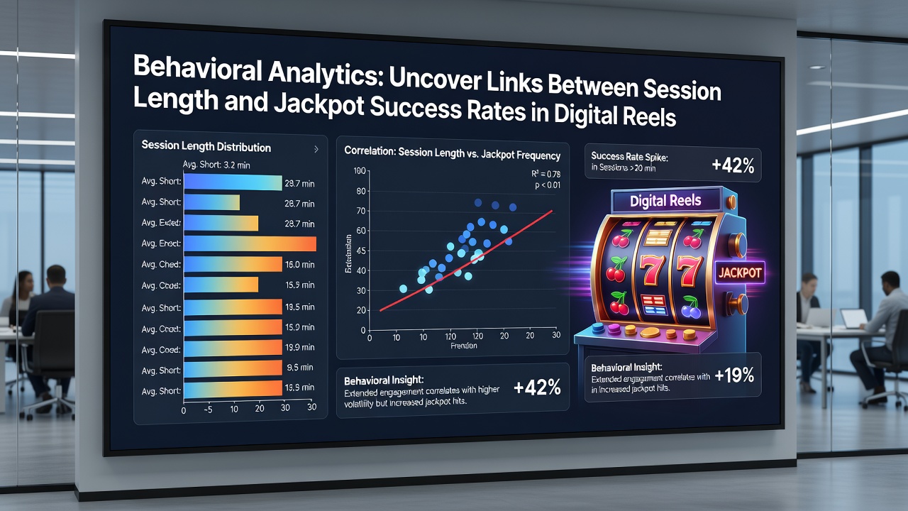 Heatmap visualization of jackpot success rates plotted against varying session lengths in digital reel environments