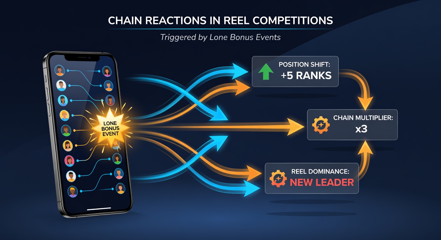 Mobile leaderboard interface showing multiple position changes after bonus chain events