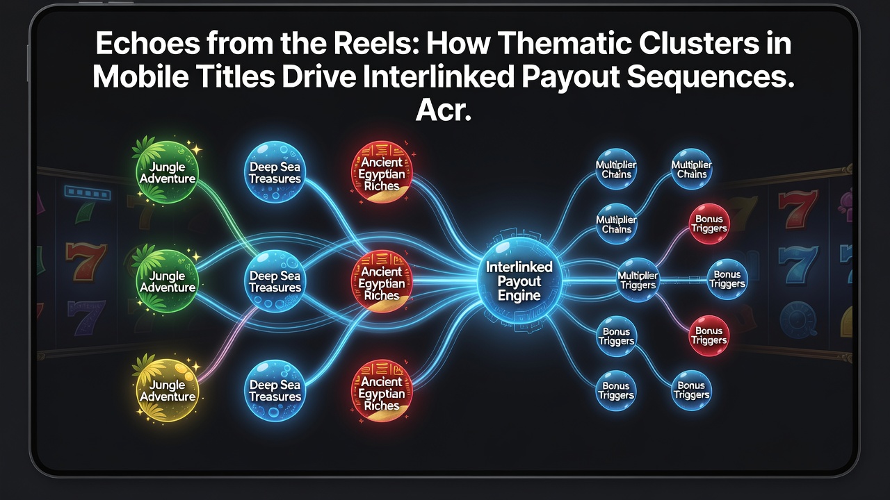 Illustration of payout sequence flow between themed mobile slot games during evening play