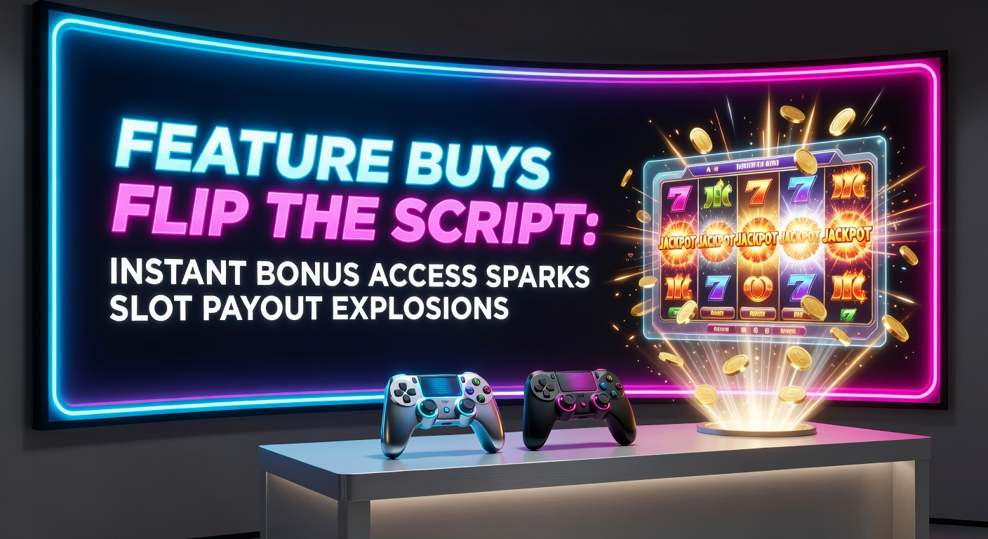 Close-up of a mobile slot interface showing feature buy button pressed, with bonus round activating and coins exploding across the screen