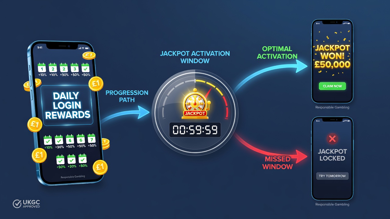 Graph showing player activity spikes during login reward periods and corresponding jackpot activations
