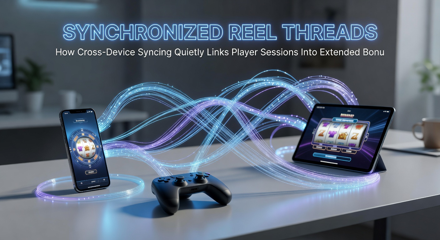 Diagram showing data flow between mobile, tablet, and desktop devices during synced slot bonus rounds